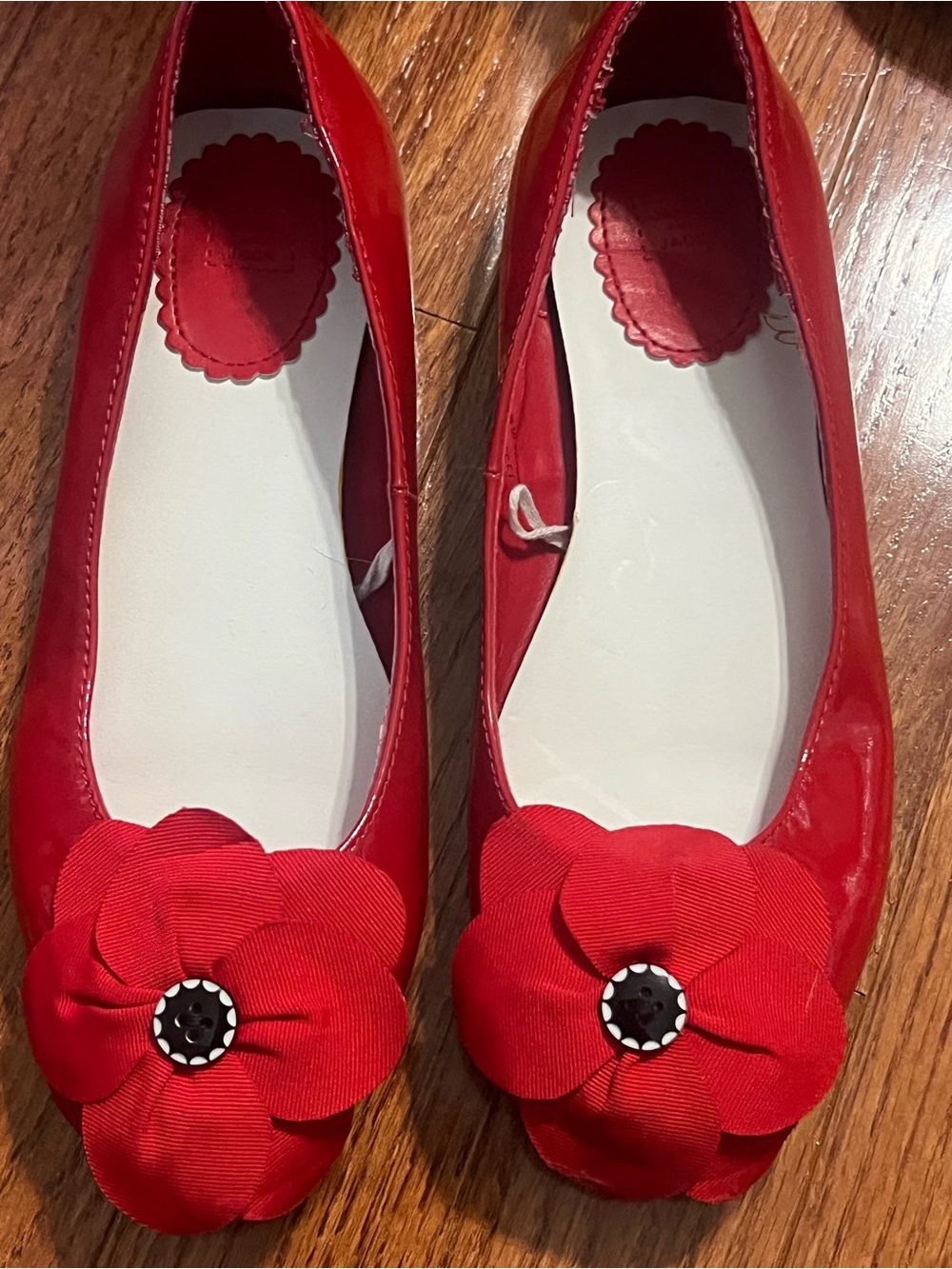 Janie and Jack Red Floral Bow Ballet Flats